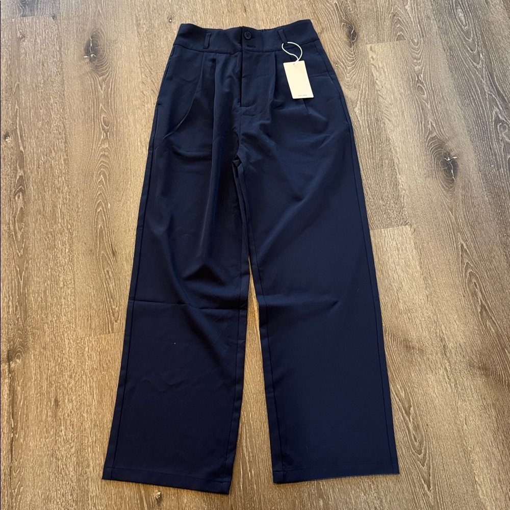 Halara Women's High Waisted 2-Button Pocket Work Pants Navy Blue Size Small